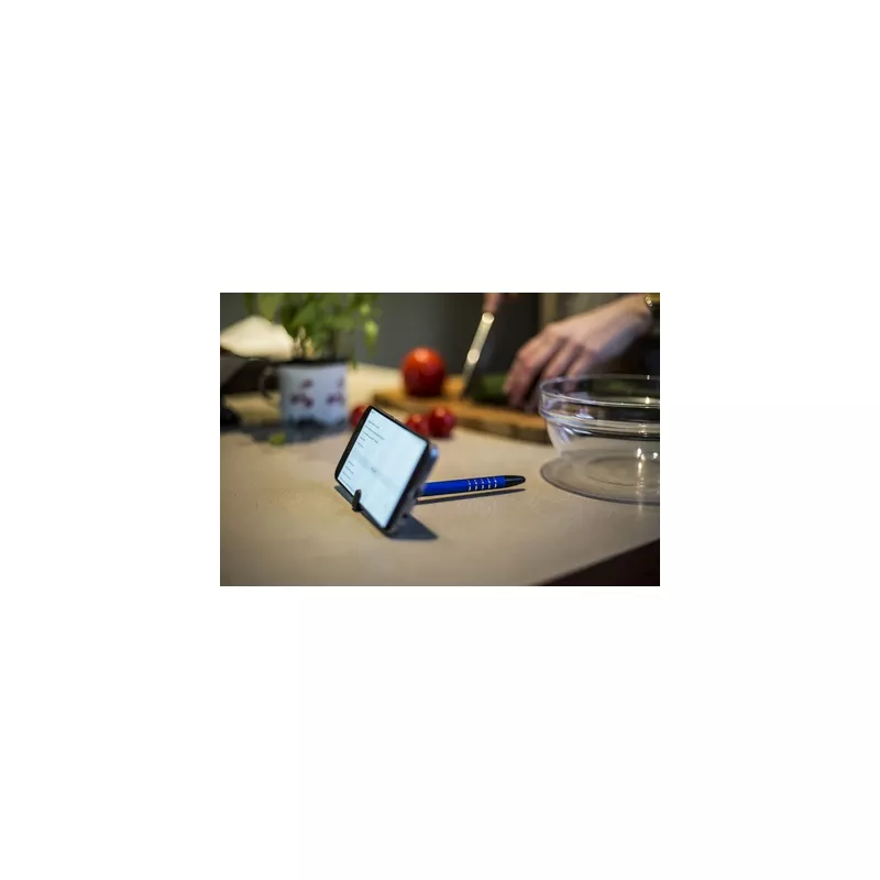 Długopis, touch pen, stojak na telefon | Erran - srebrny (V1816-32)