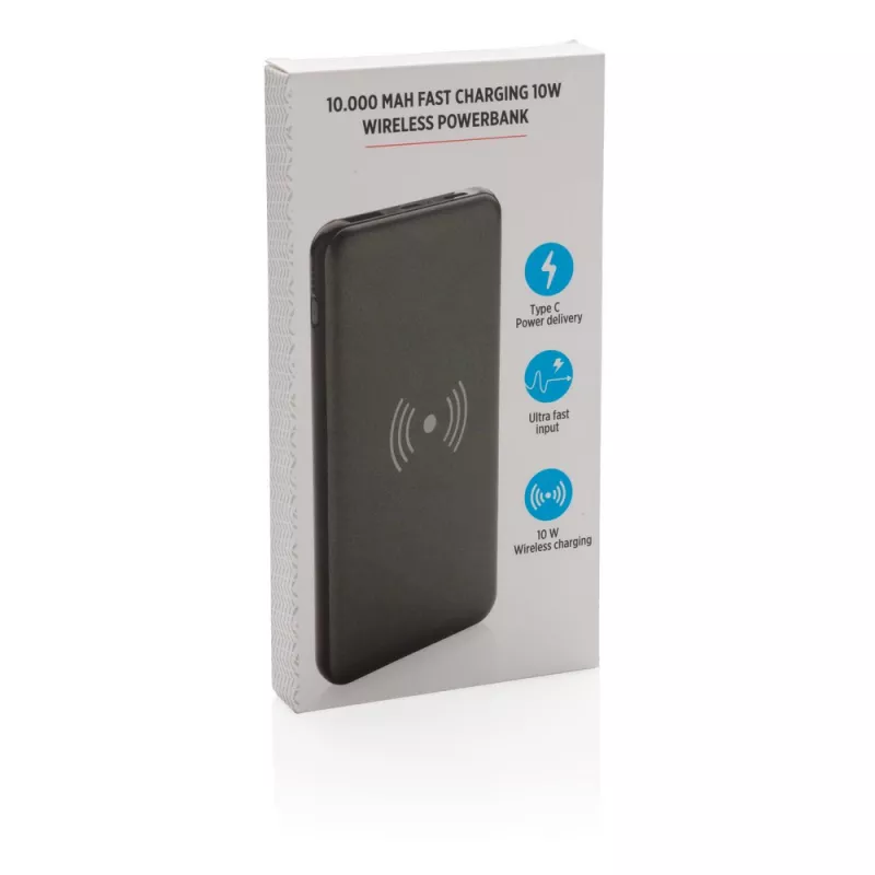 Bezprzewodowy power bank 10000 mAh z PD - szary (P322.142)