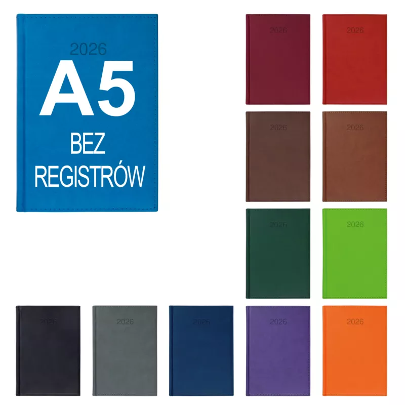 Kalendarz książkowy A5, dzienny, bez registrów, VIVO - różne kolory (KK-BCV-605.D)