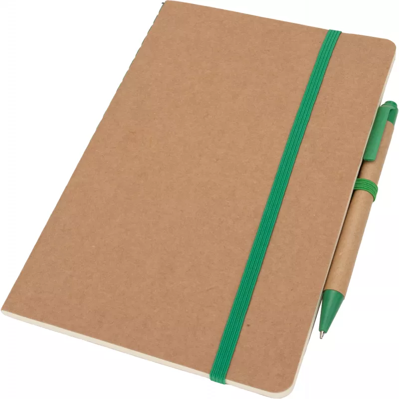 Notatnik A5 z czystymi stronami i długopisem z materiałów z recyklingu CHLOE - zielony (2377609)