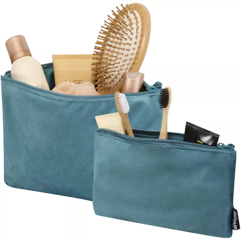 Swift zestaw aksamitnych kosmetyczek z recyklingu z certyfikatem GRS - Deep Sea Green (12076964)