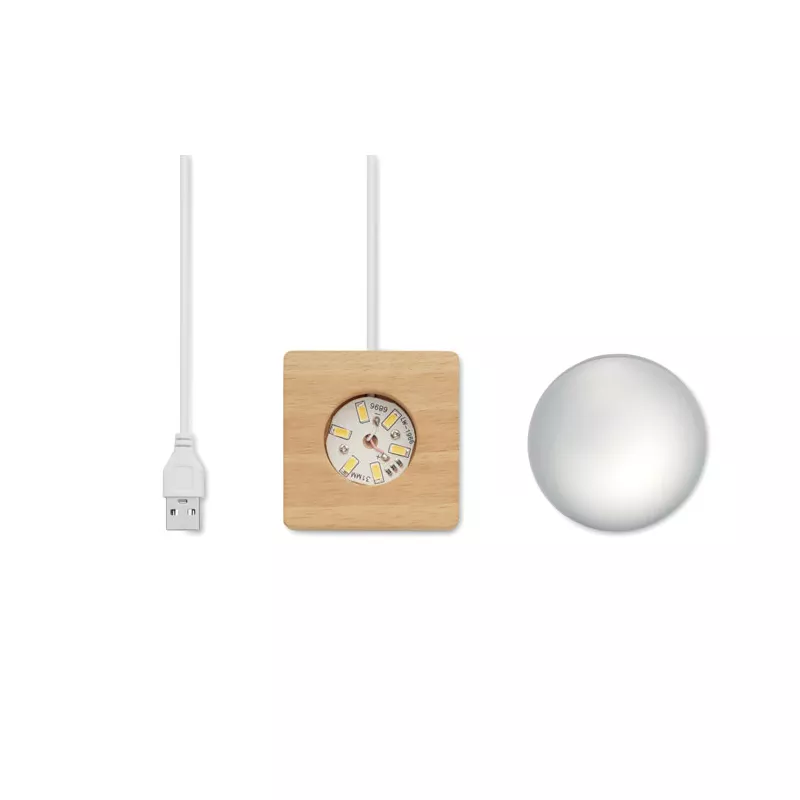 Kula szklana LED na drewnianej podstawie LIGHT - Drewna (MO2689-40)