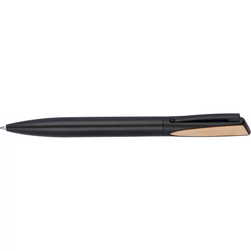 Metalowy długopis z bambusowym wykończeniem - czarny (1253703)