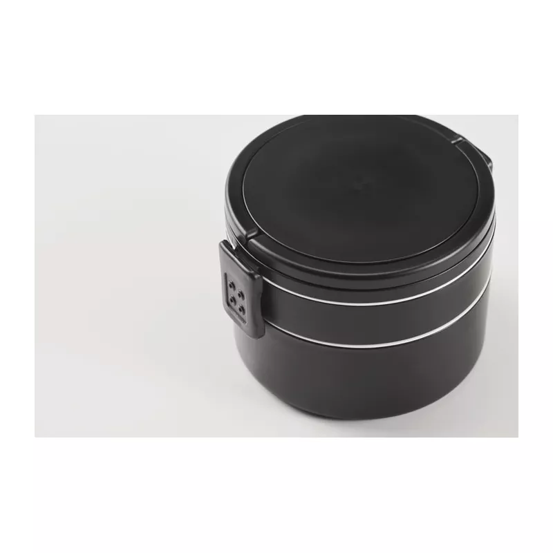 Lunchbox okrągły dwupoziomowy z PP 950 ml ENSALA - Czarny (MO2902-03)