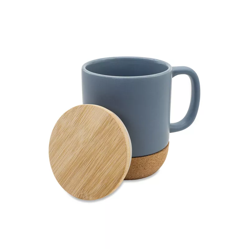 Kubek ceramiczny z bambusową przykrywką 400 ml - szary (R85309.21)