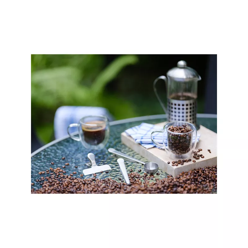 Zestaw miarka i klipsy do kawy Kaffi - srebrny (R17102.01)