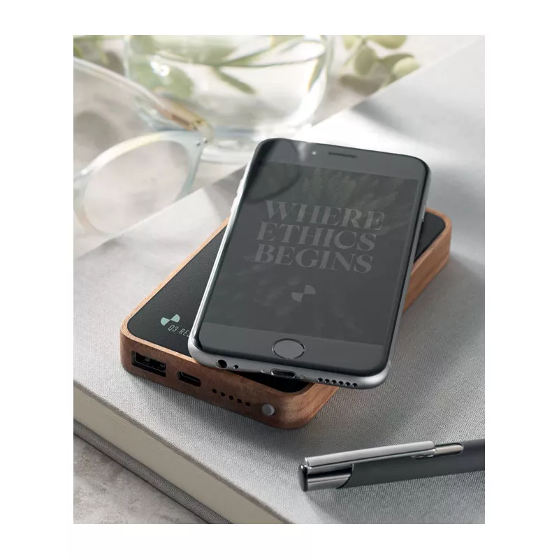 Powerbank 4000 mAh z ładowarką indukcyjną 15W ACAPOW - Czarny (MO2185-03)