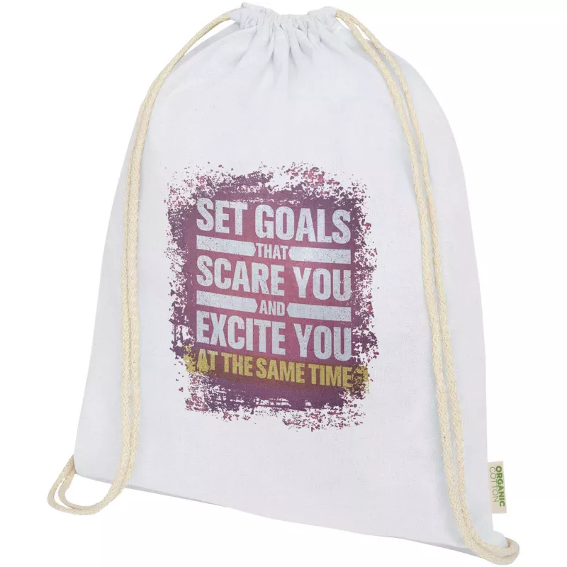 Odisha organiczny worek sznurowany z certyfikatem OCS o gramaturze 140 g/m², 5 l  - Biały (12078101)