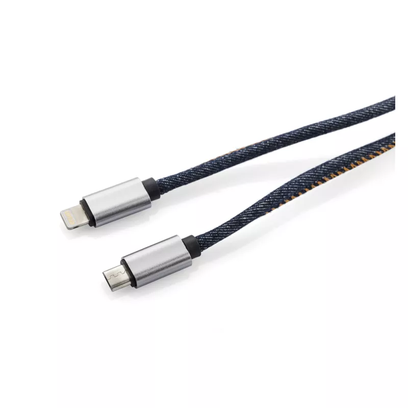 Kabel USB 2 w 1 JEANS - granatowy (09070)