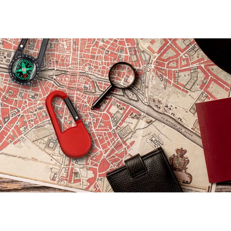 Kompas z karabińczykiem - czerwony (V8682-05)