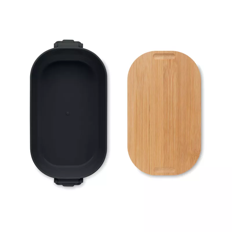 Lunchbox z PP z bambusową pokrywką 700 ml LEKKER - Czarny (MO2459-03)