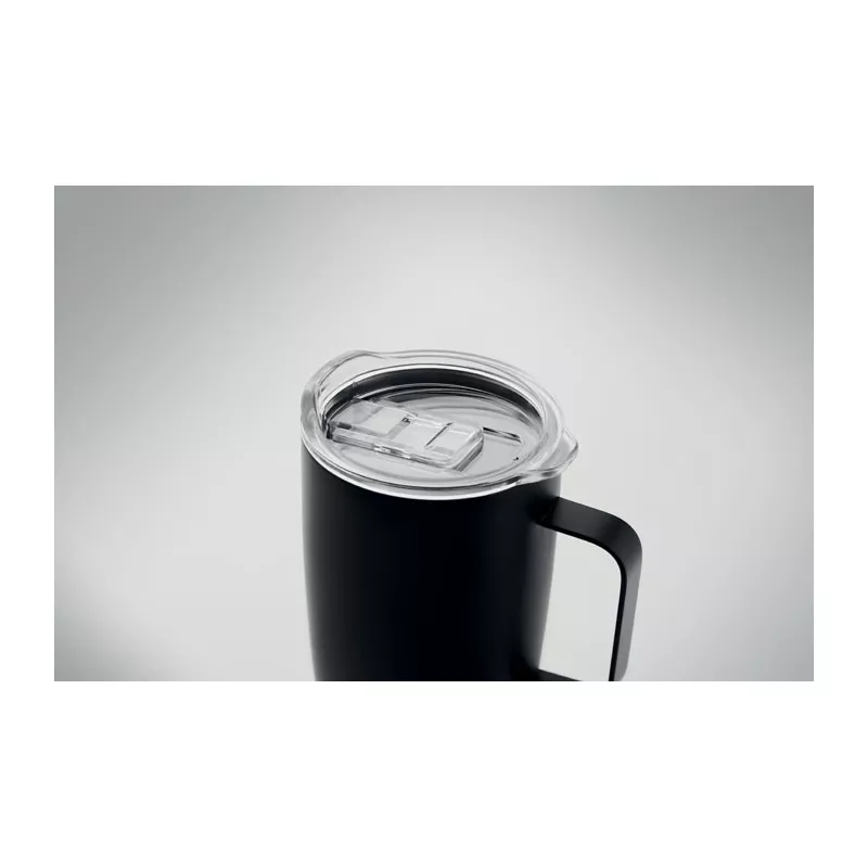 Kubek termiczny stalowy z korkową podstawą 300 ml RUBY - Czarny (MO6533-03)