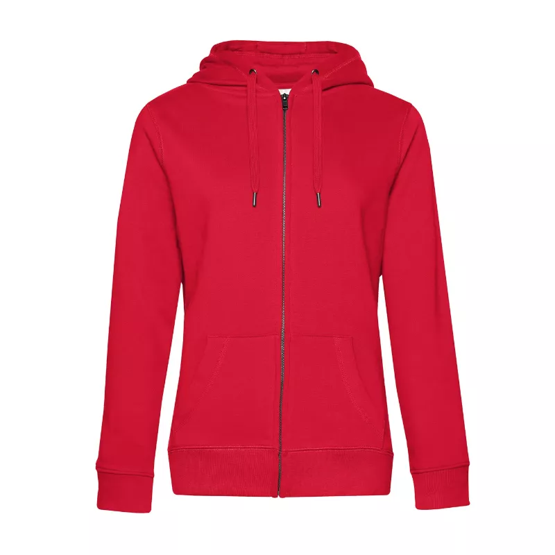 Bluza damska na zamek z kapturem B&C Queen Zipped Hood - Red (004) (WW03Q-RED)