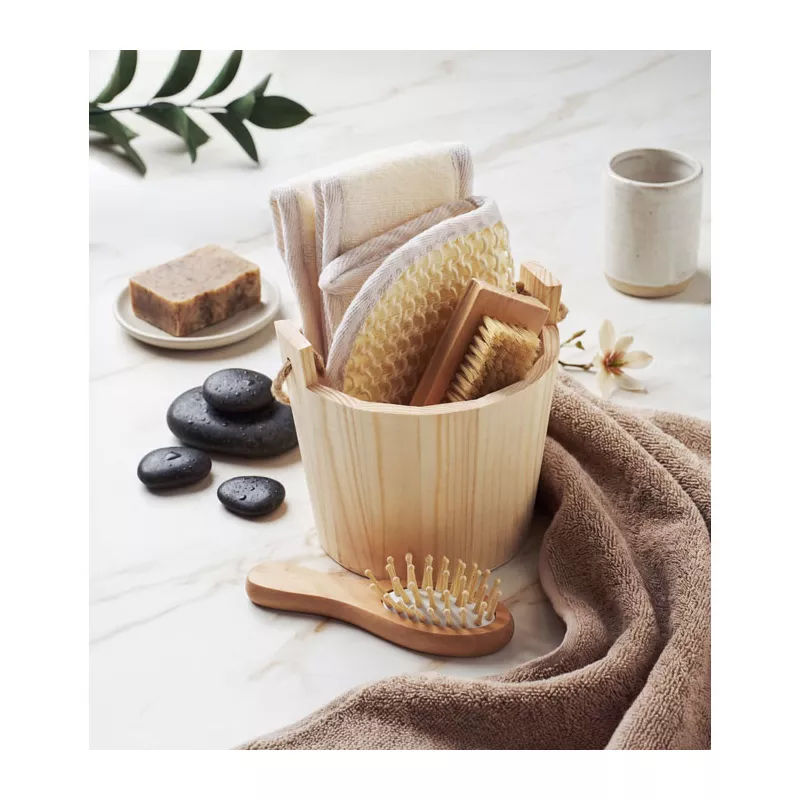 Zestaw do kąpieli w drewnianym wiaderku SELFCARE - Drewna (MO3110-40)