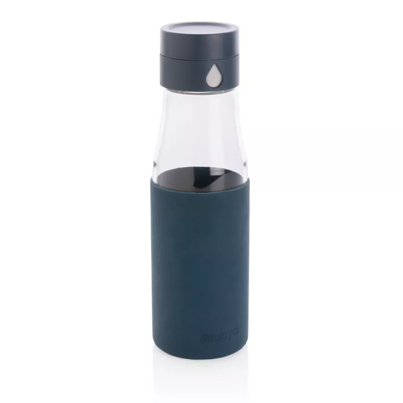 Szklana butelka 650 ml Ukiyo, monitorująca ilość wypitej wody - niebieski (P436.725)