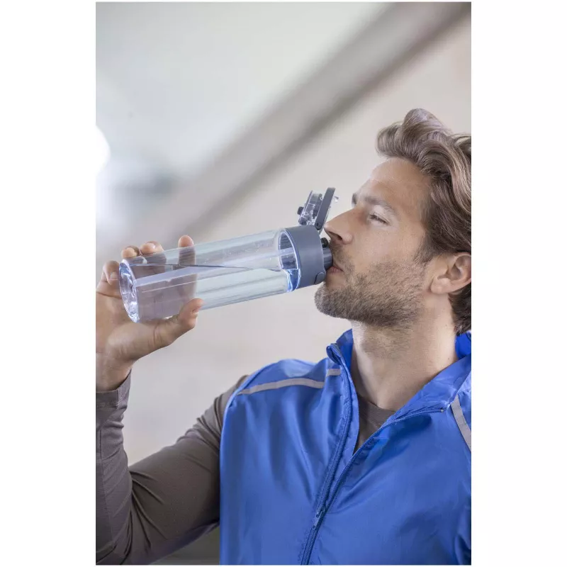 Bidon na wodę Theron o pojemności 700 ml, wykonany z tworzywa sztucznego pochodzącego z recyklingu (RCS), z pokrywką o podwój - Czarny (10095090)