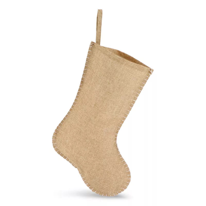 Pończocha świąteczna w stylu juty z ozdobnym szwem 45 cm - naturalny-t (LT90275-N0094)