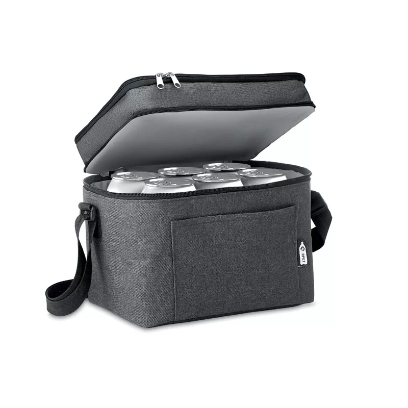 Torba termoizolacyjna z RPET 600D z 2 komorami ICECUBE - Czarny (MO9915-03)
