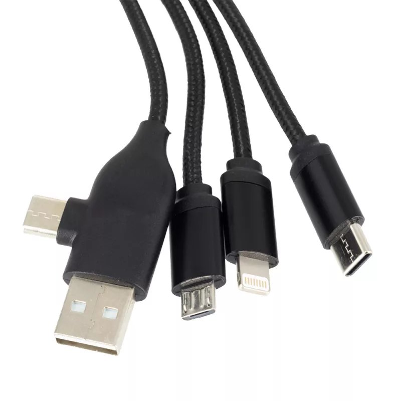 Kabel z podświetlanym logo 4w1, RXD-368 - czarny (EG059903)