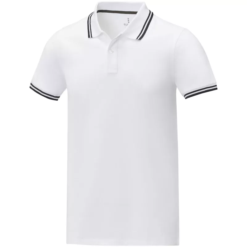 Męska koszulka polo Amarago z kontrastowymi paskami i krótkim rękawem - Biały (38108-WHITE)