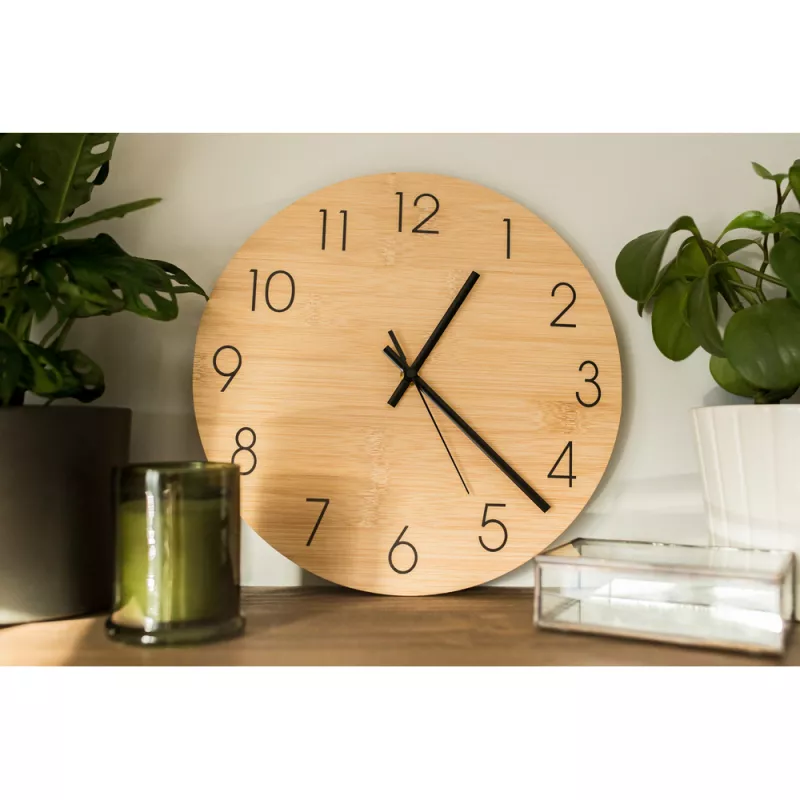 Bambusowy zegar ścienny | Imani - drewno (V1392-17)