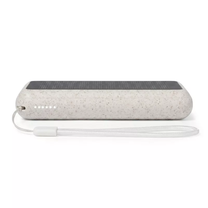 Power bank 5000 mAh ze słomy pszenicznej, ładowarka słoneczna - neutralny (V1353-00)