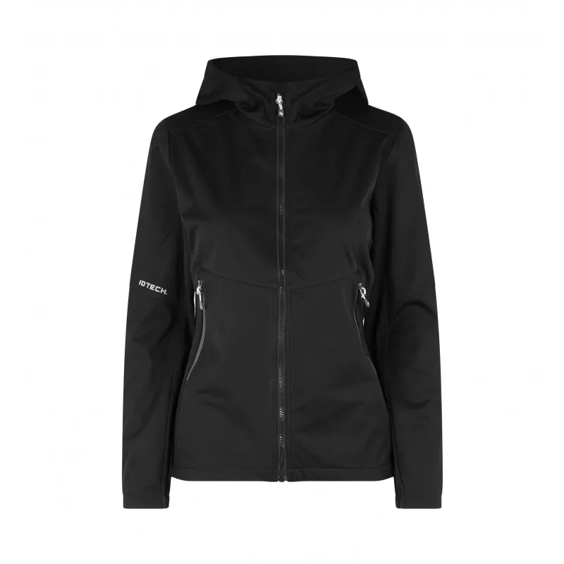 Kurtka damska ID softshell z kapturem 0837 185 g/m² - Black (0837-BLACK)