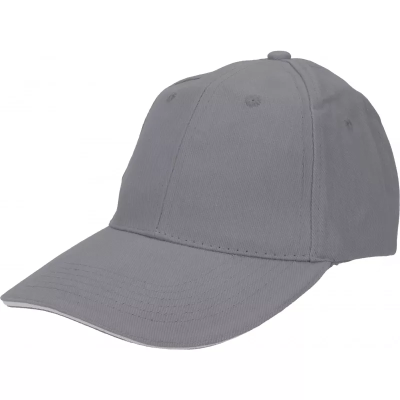 Czapka z daszkiem bawełniana 6 paneli, 260 g/m² CURTIS - szary (5046607)