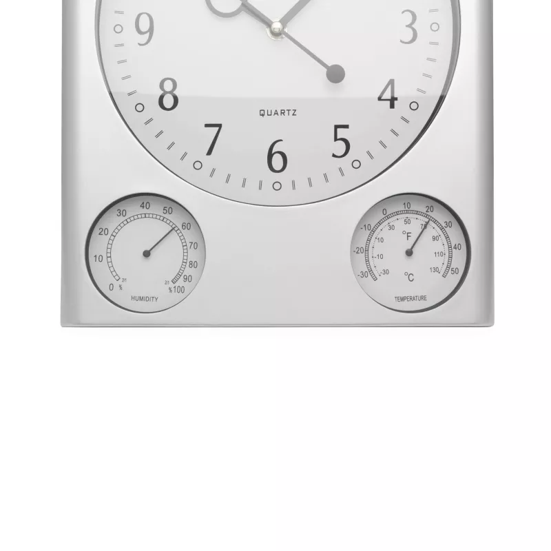 Prostokątny zegar ścienny - srebrny (56-0401517)