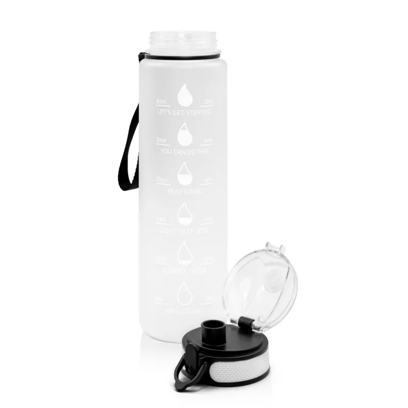 Butelka sportowa 1000 ml z miarką motywacyjną | Bennie - biały (V2245-02)