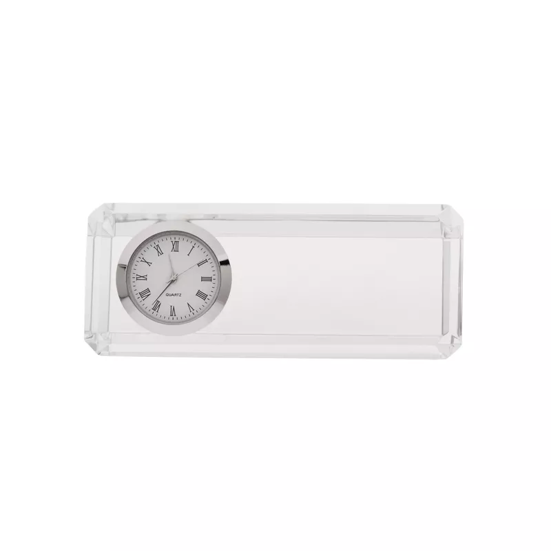 Kryształowy przycisk do papieru z zegarem Cristalino - transparentny (R22186.00)