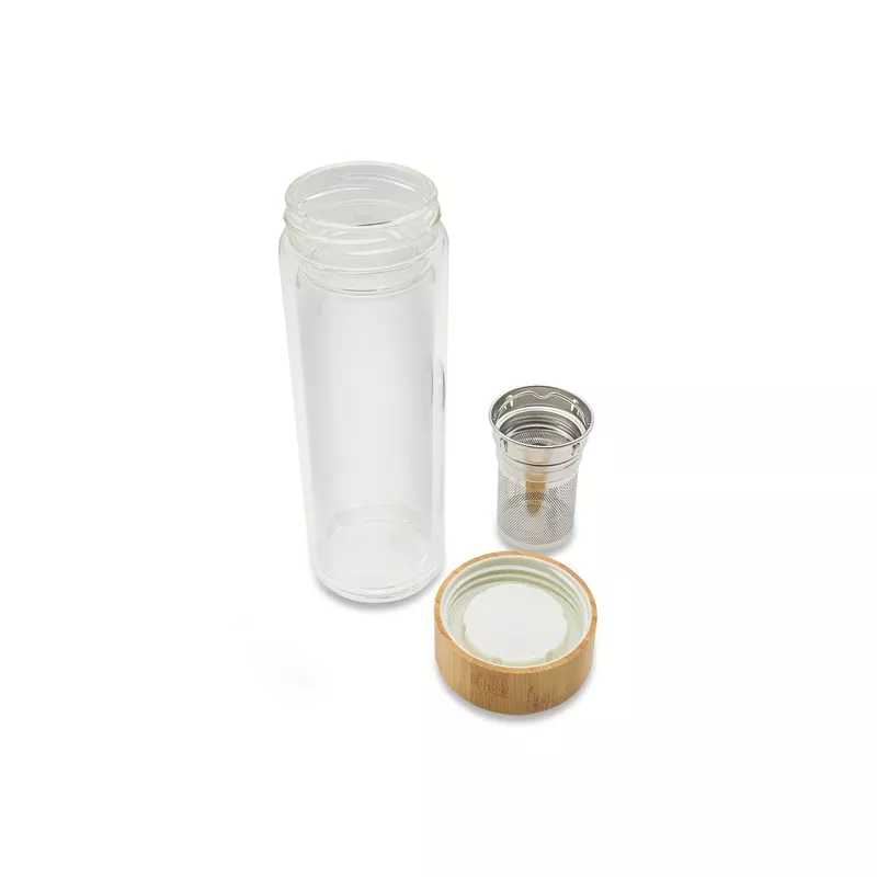 Dwuścienna butelka z zaparzaczem 400 ml Helen - transparentny (R08210.00)