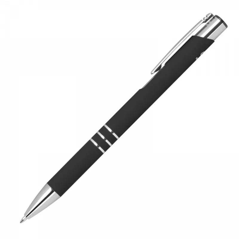 Długopis aluminiowy z recyklingu półżelowy soft touch CONSTANZE - czarny (1399103)