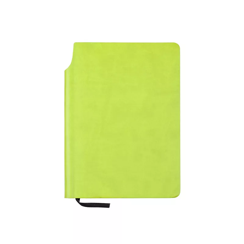 Zielony notes moli A5 w miękkiej okładce z miejscem na długopis