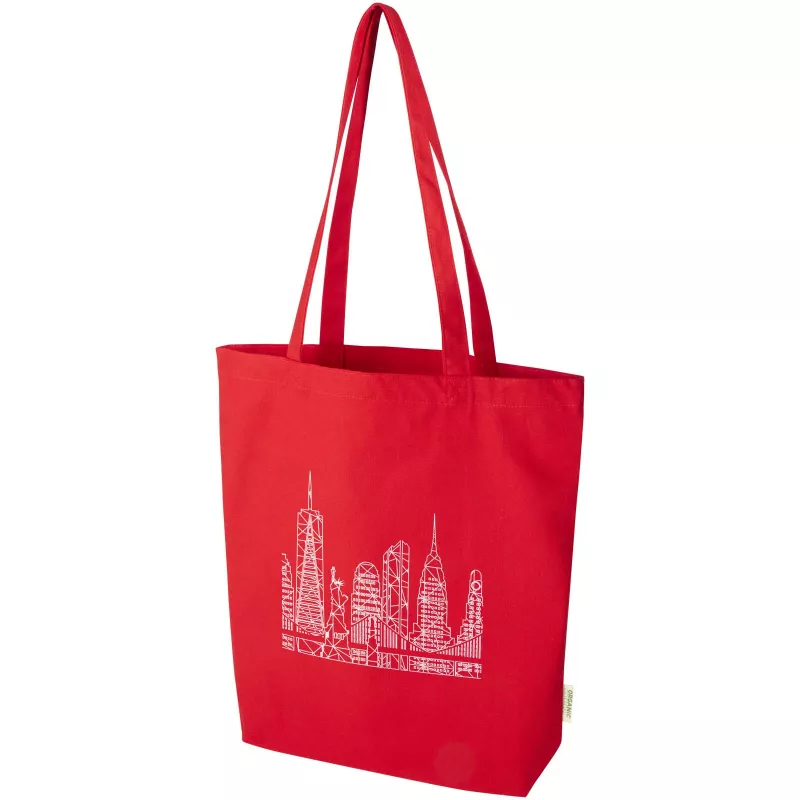 Odisha organiczna torba na zakupy z szerokim dnem z certyfikatem OCS o gramaturze 180 g/m², 11 l  - Czerwony (12078221)