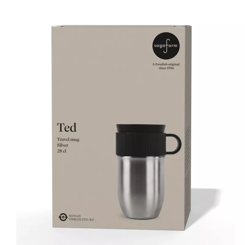 Izolowany kubek Sagaform Ted, 280 ml, szczelny, można myć w zmywarce - srebrny (LT52131-N0005)