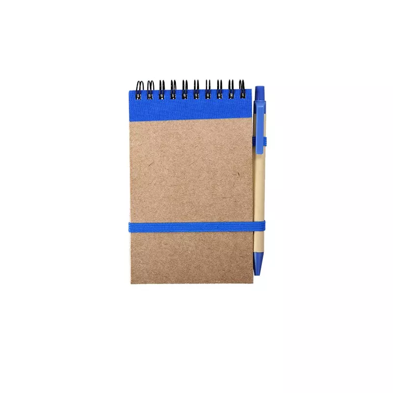 Notes Kraft 90x140/70k gładki z długopisem - niebieski (R73795.04)