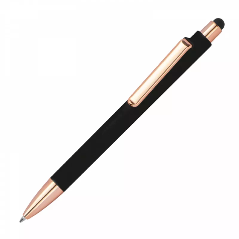 Długopis gumowany z touch penem - czarny (1387303)