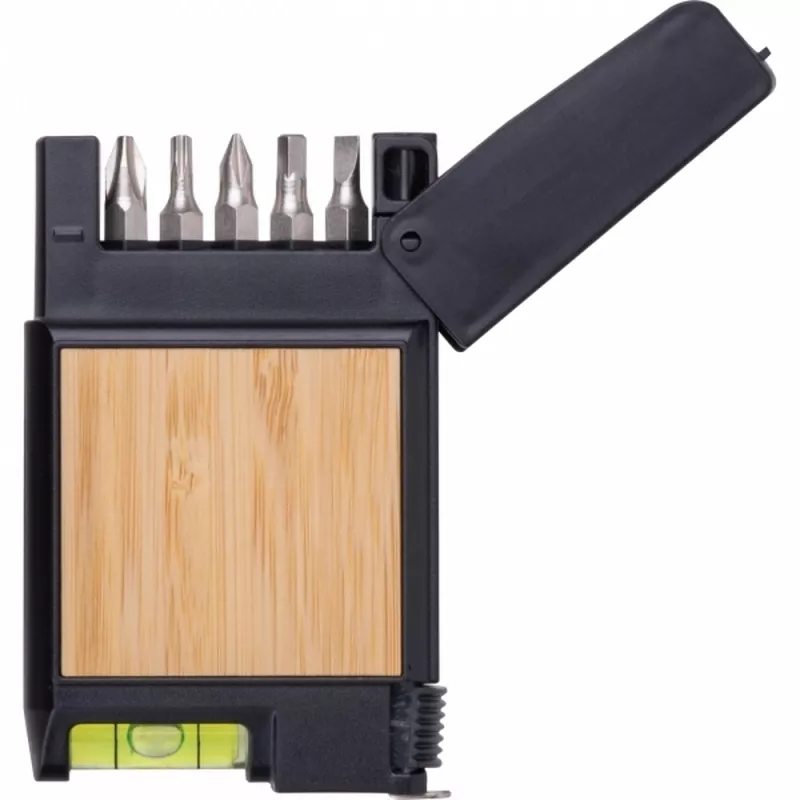 Miara 3m z poziomnicą i bitami HALIFAX - czarny (545203)