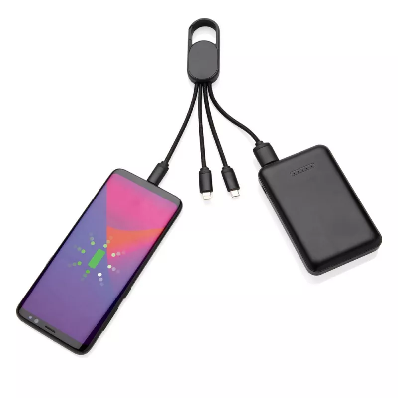 Kabel do ładowania 4 w 1 z karabińczykiem - czarny (P302.071)
