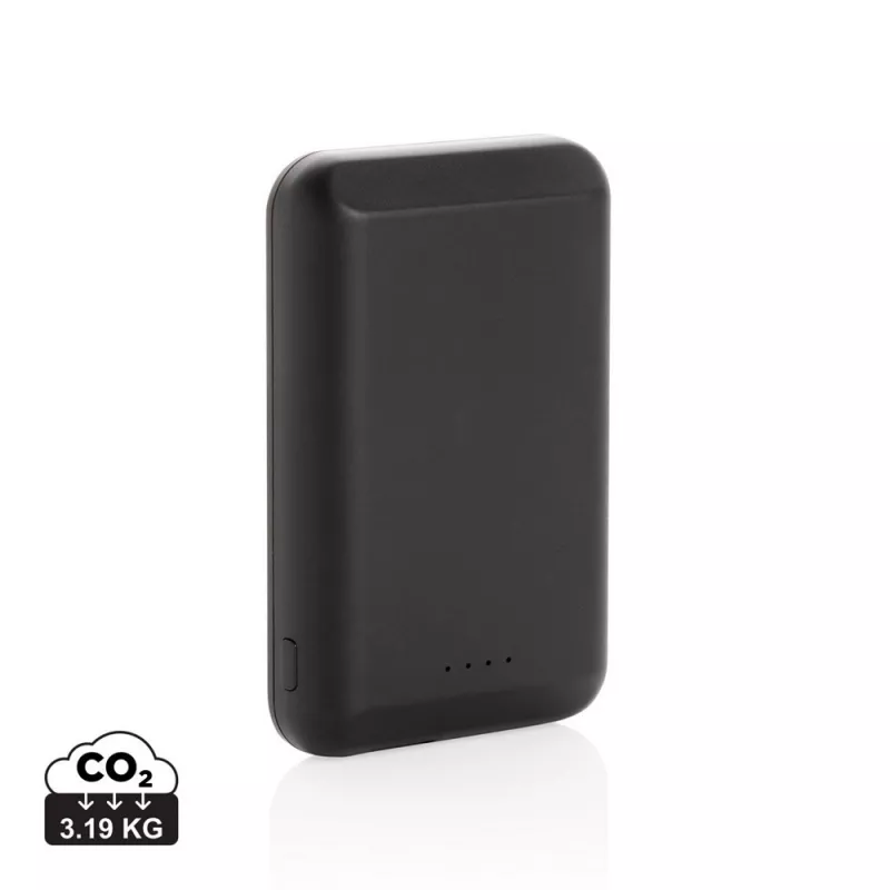 Magnetyczny, bezprzewodowy power bank 5000 mAh, 5W - czarny (P322.281)