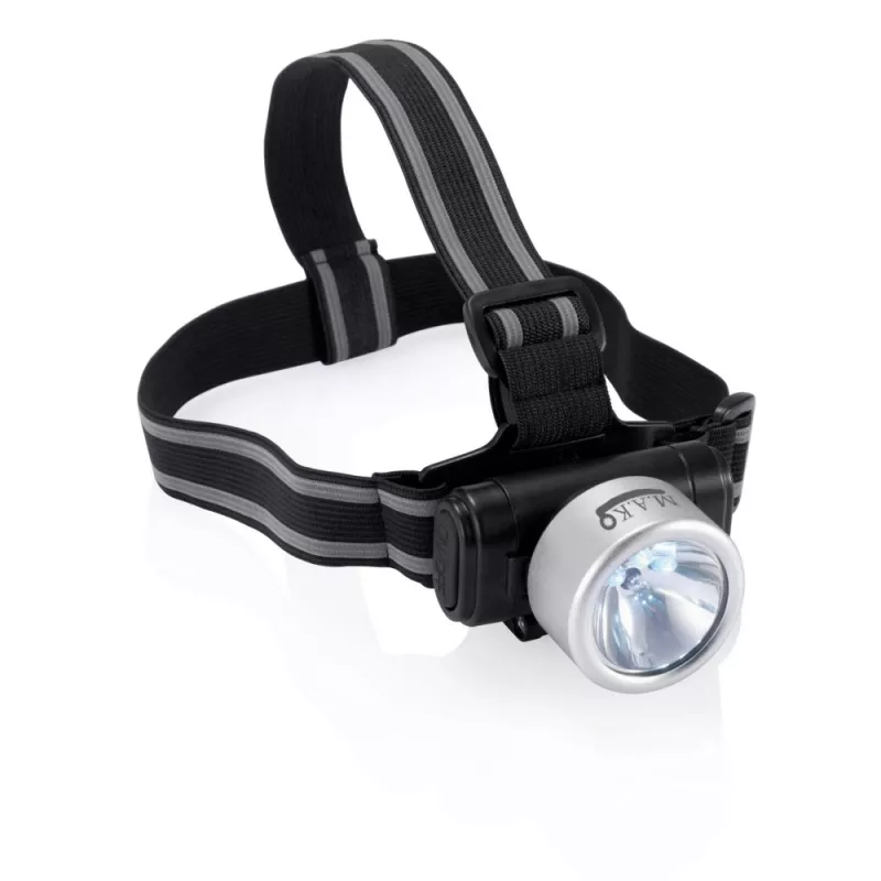 Latarka na głowę 3 LED Everest - srebrny, czarny (P518.020)