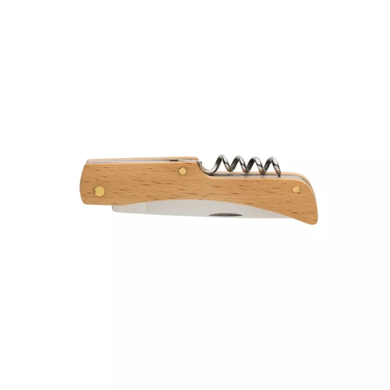 Drewniany, wielofunkcyjny nóż składany, scyzoryk - brązowy (P414.019)