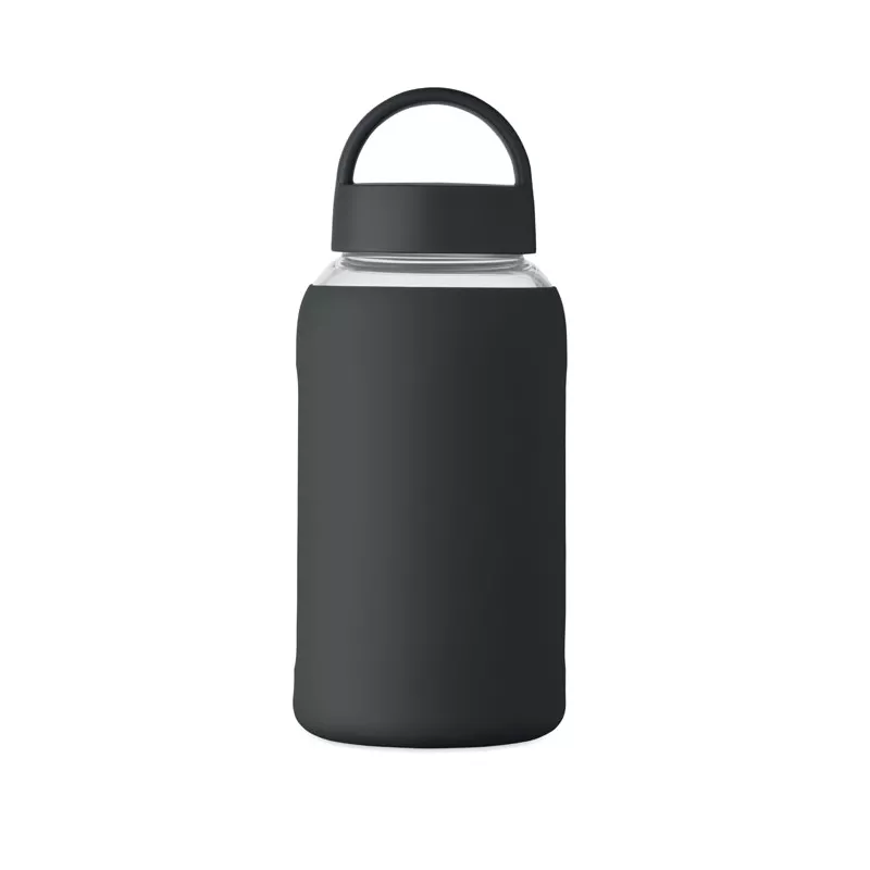 Butelka szklana z pokrowcem 600 ml BORIS - Czarny (MO2912-03)