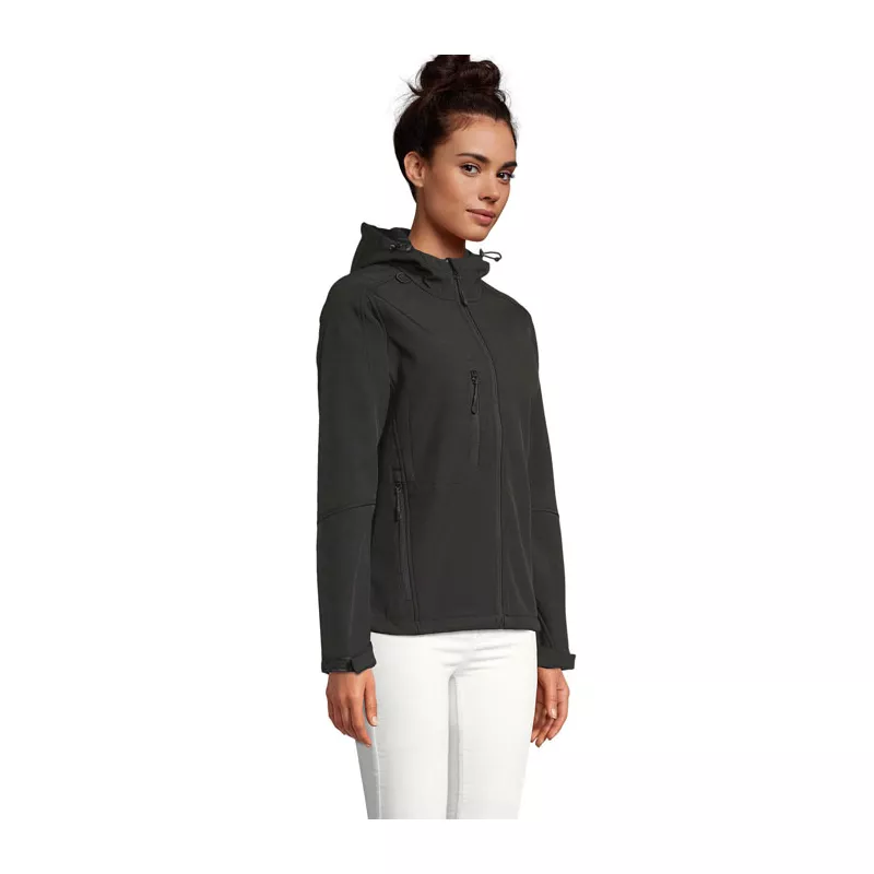 Softshell z kapturem 340 g/m² Sol's REPLAY WOMEN - Czarny (S46802-BK)