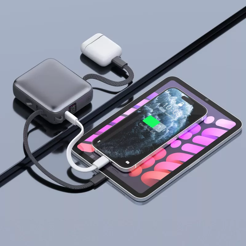 Nova Powerbank 22,5 W Power Delivery z wbudowanymi kablami 10 000 mAh - ciemnoszary (LT95515-N0060)