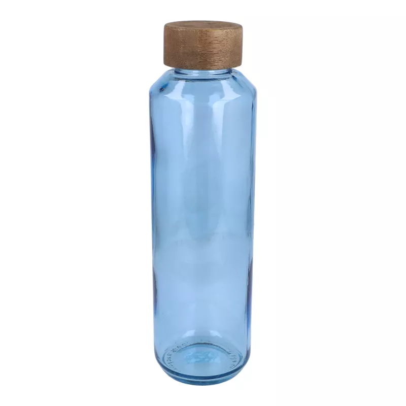 Butelka InSideOut z recyklingowanego szkła ReuuZ z drewnianym korkiem 650 ml - jasnoniebieski transparentny (LT57013-N0412)