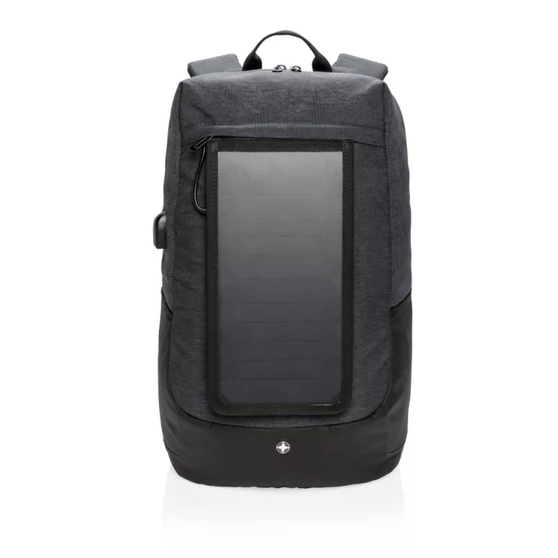 Plecak na laptopa 15,6", ładowarka słoneczna 7W Swiss Peak Eclipse - czarny (P762.120)