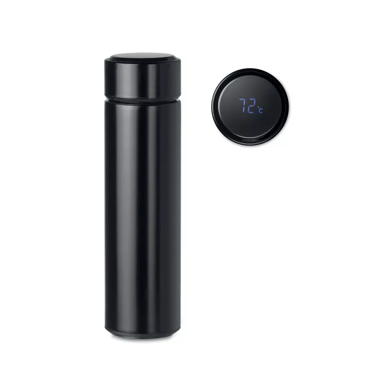 Butelka termiczna z termometrem LED 450 ml POLE - Czarny (MO9796-03)