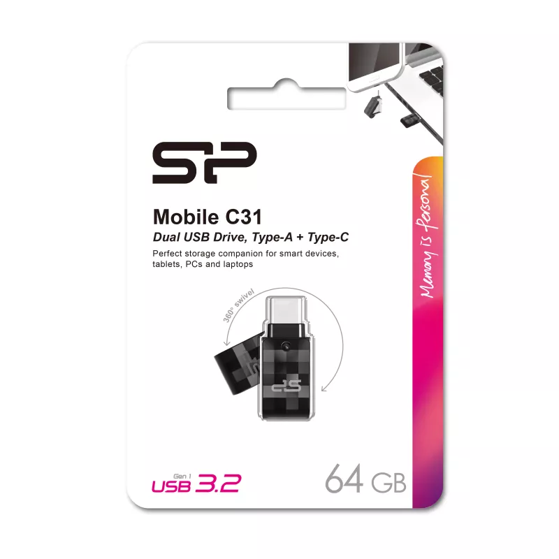 Pendrive Mobile C31, 128GB 3.0 Silicon Power - czarny (EG 816803 64GB)